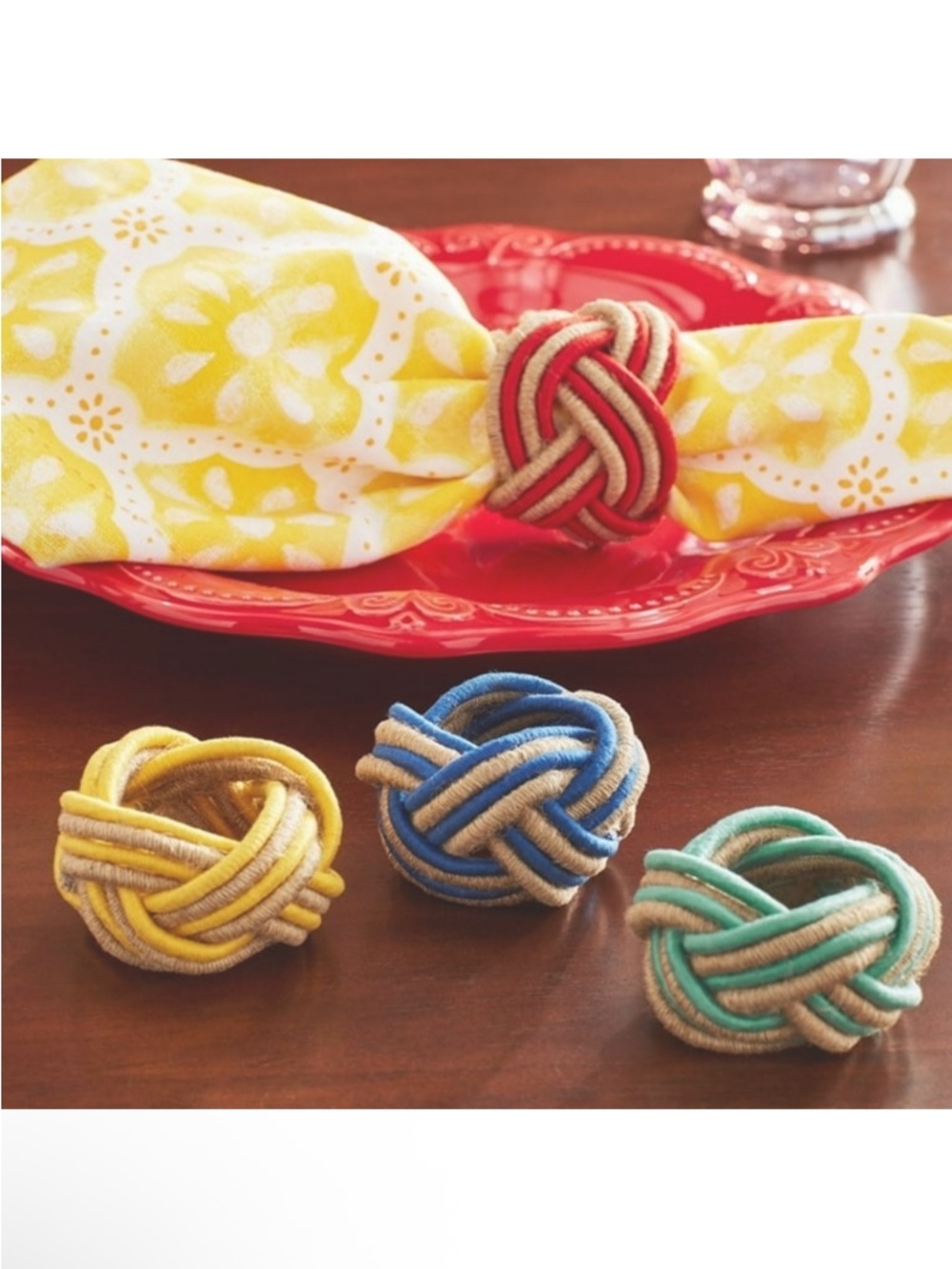 The Pioneer Woman Multicolor Knot Napkin Rings Set of 4